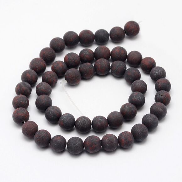 8MM Frosted Brecciated Jasper Beads-ONE Gemstone Bead Strand-Craft Supplies NWT - Picture 2 of 2